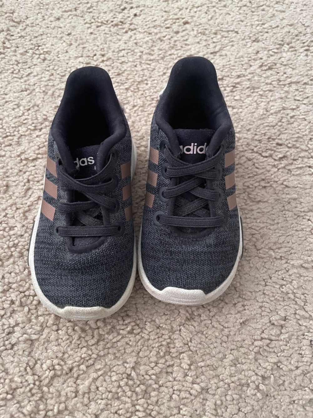 adidas toddler Black Sneakers with Pink Stripes